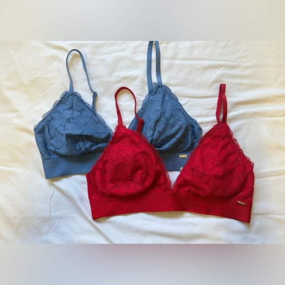 PINK Victoria's Secret Blue and Red Bralette Bundle - Picture 1 of 1